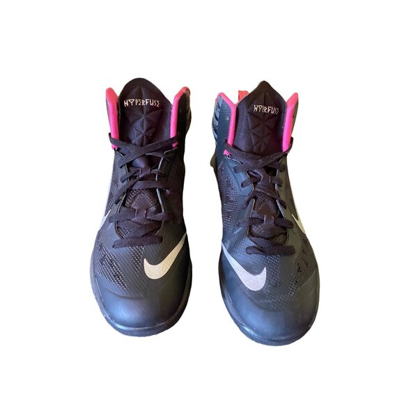 Nike Hyperfuse Basketball Sneakers 8.5 Black & Pink Mens Athletic Shoes Lightwei - Picture 2 of 8